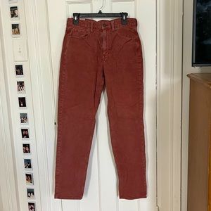 American Eagle Burnt Orange HiRise baggy Corduroy Superstretch Size 8 XLong